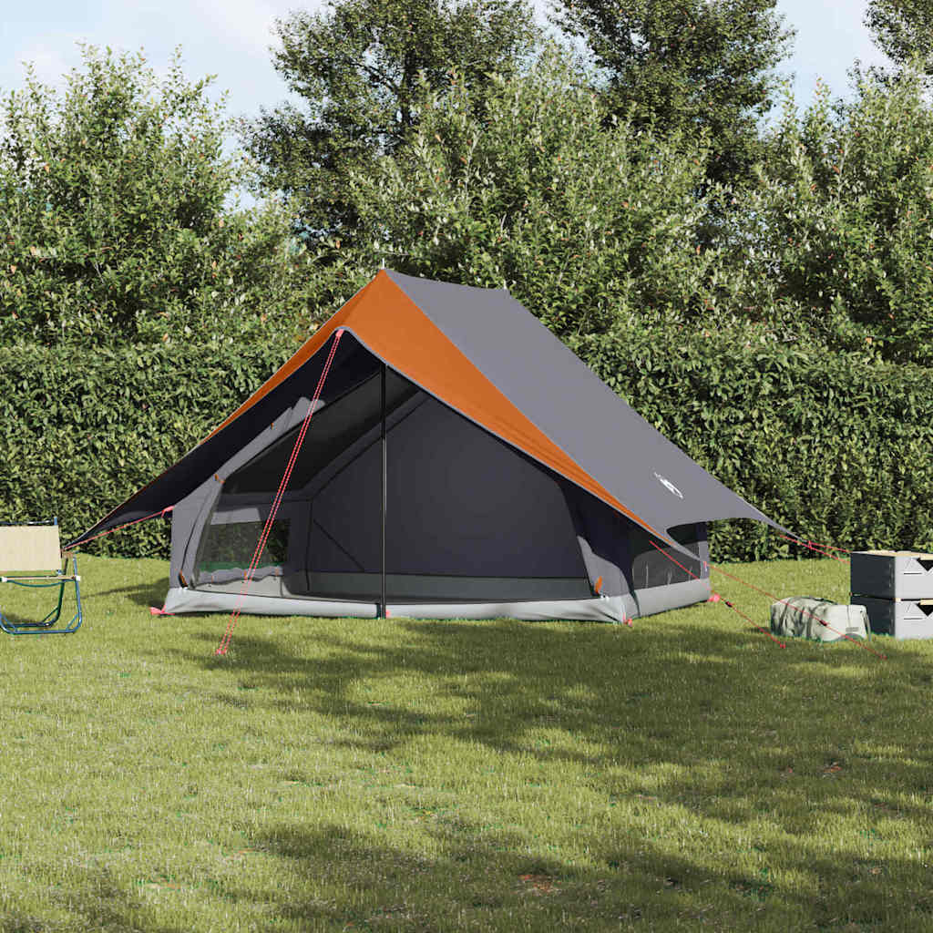 Gezinstent met dak Grijs en Oranje 256 x 256 x 185 cm is nu te koop bij PeponiXL, paradijselijk wonen!