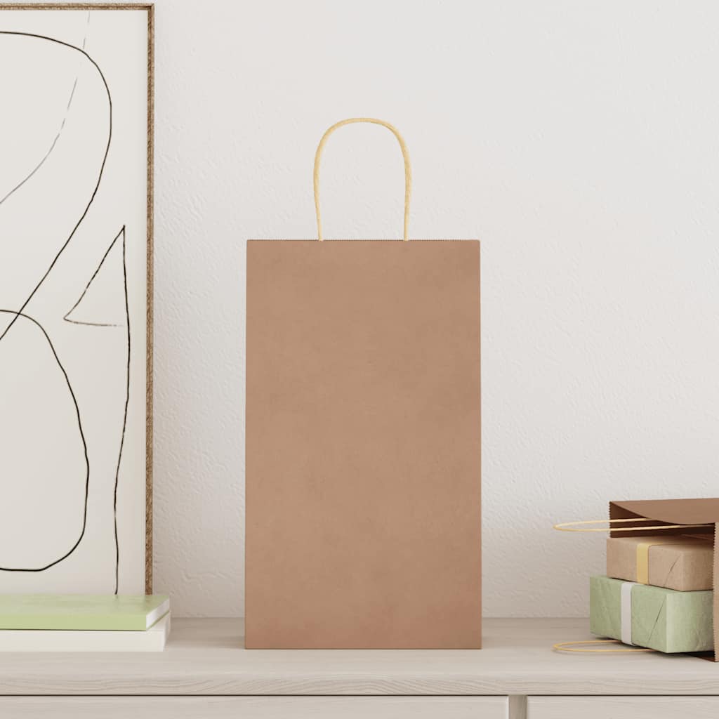 Papieren zakken 50 st met hengsels 21x11x36 cm bruin is nu te koop bij PeponiXL, paradijselijk wonen!