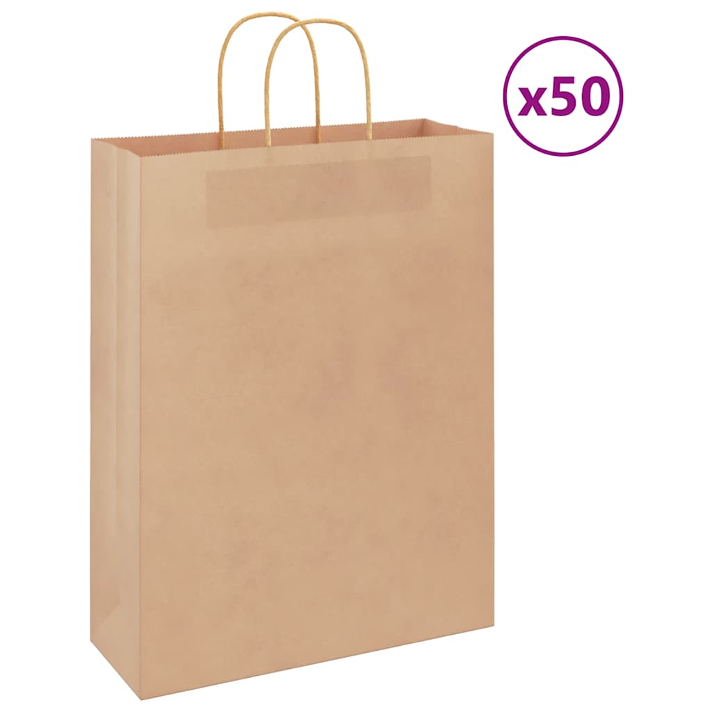 Papieren zakken 50 st met hengsels 32x12x42 cm bruin is nu te koop bij PeponiXL, paradijselijk wonen!
