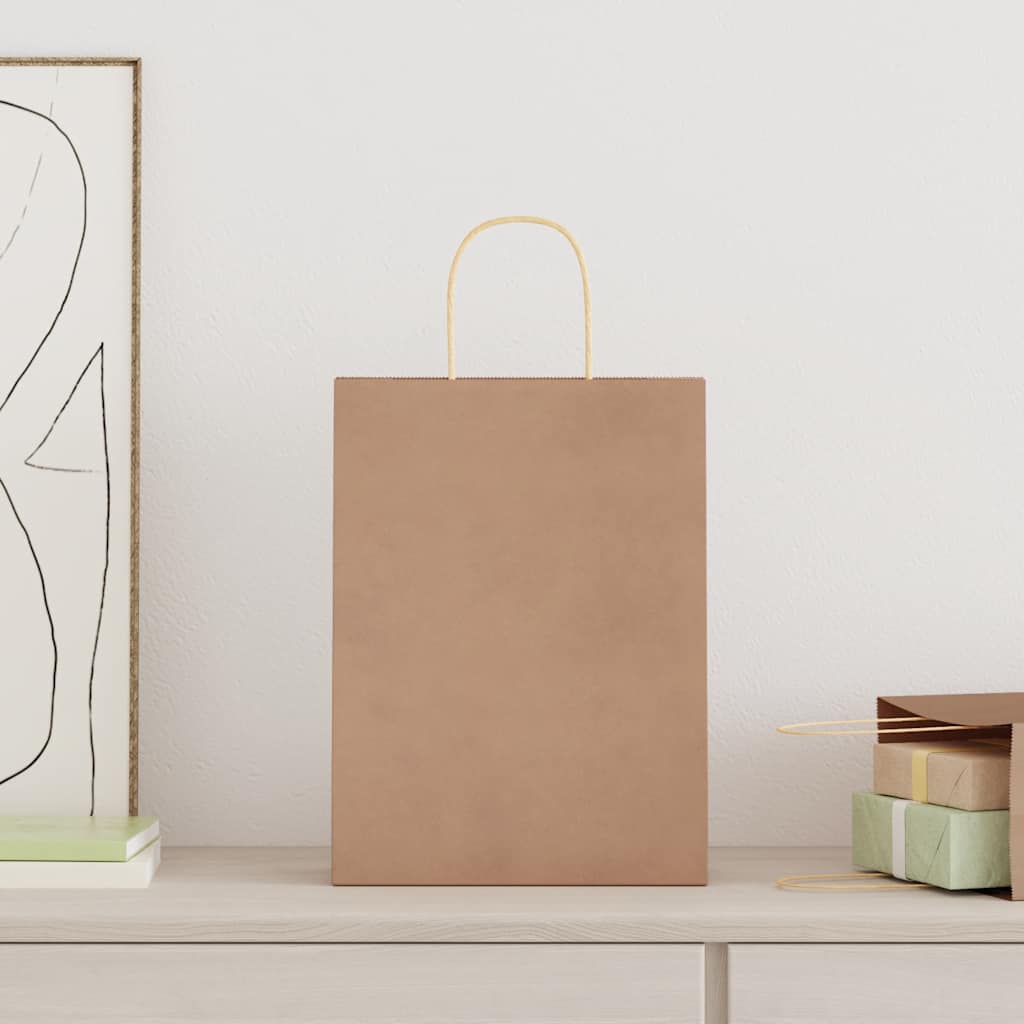 Papieren zakken 250 st met hengsels 26x12x35 cm bruin is nu te koop bij PeponiXL, paradijselijk wonen!