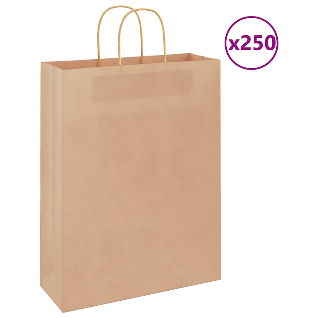 Papieren zakken 250 st met hengsels 32x12x42 cm bruin is nu te koop bij PeponiXL, paradijselijk wonen!