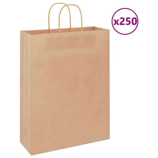 Papieren zakken 250 st met hengsels 32x12x42 cm bruin is nu te koop bij PeponiXL, paradijselijk wonen!