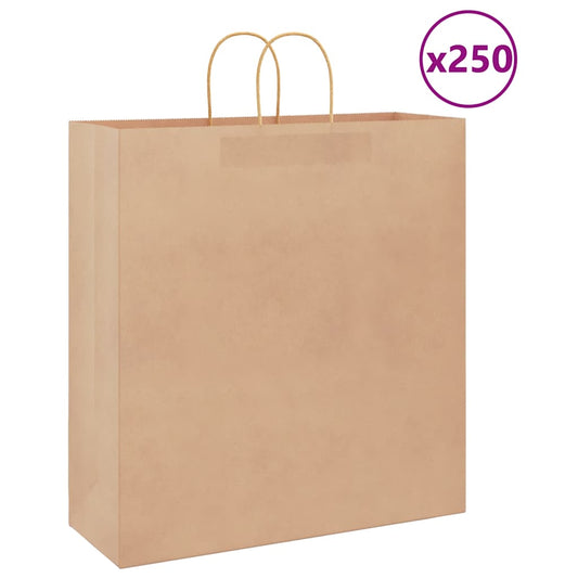 Papieren zakken 250 st met hengsels 45x17x48 cm bruin is nu te koop bij PeponiXL, paradijselijk wonen!