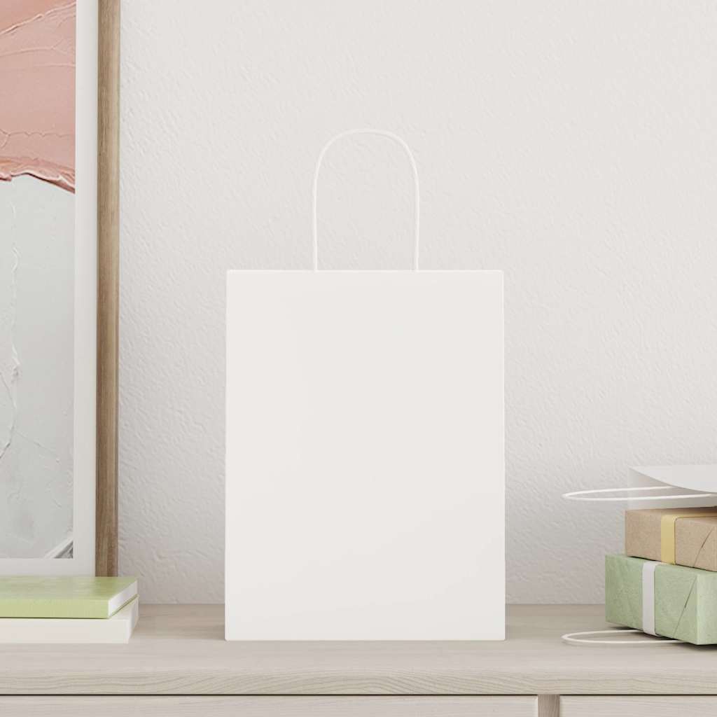 Papieren zakjes 50 st met hengsels 21x11x28 cm wit is nu te koop bij PeponiXL, paradijselijk wonen!