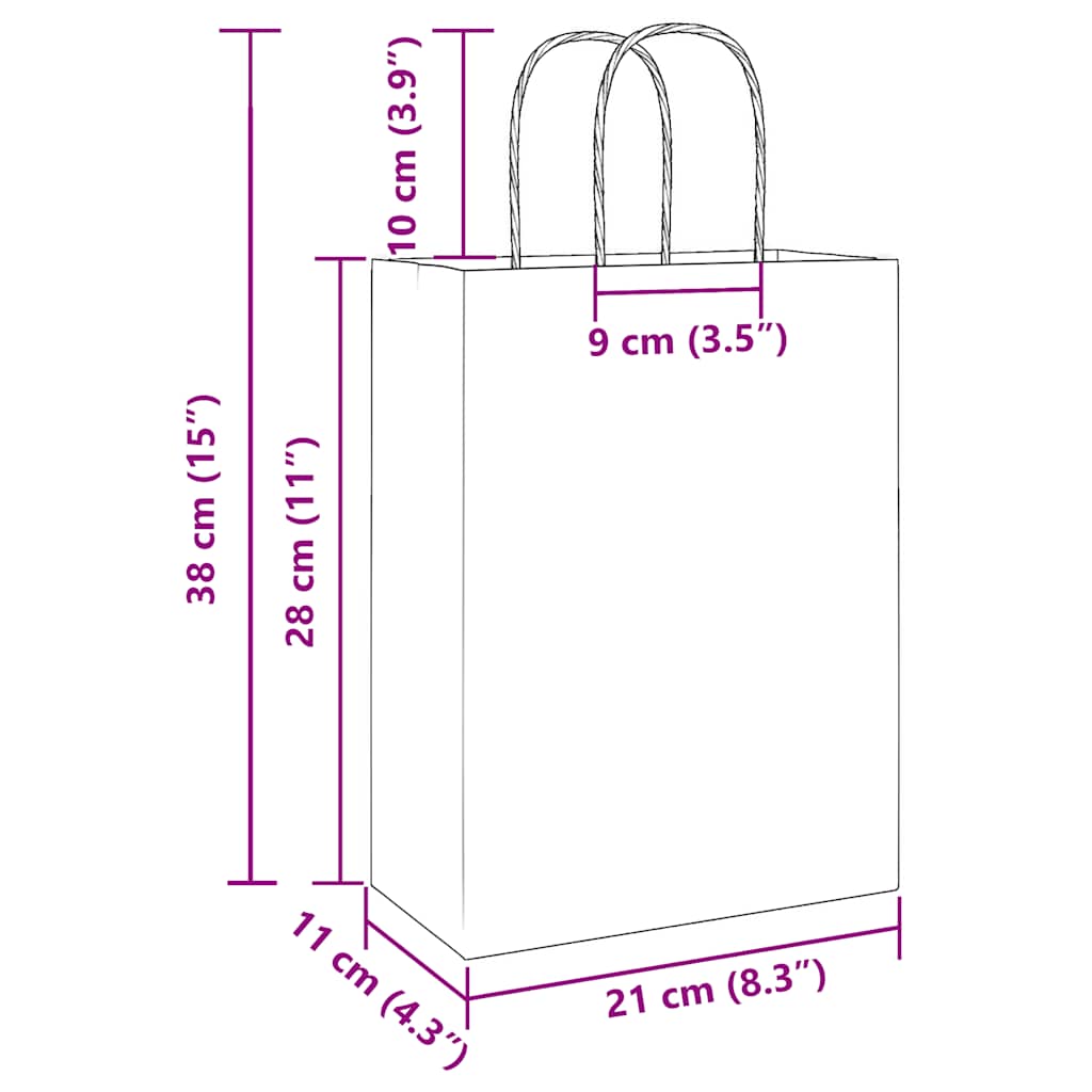Papieren zakjes 50 st met hengsels 21x11x28 cm wit is nu te koop bij PeponiXL, paradijselijk wonen!
