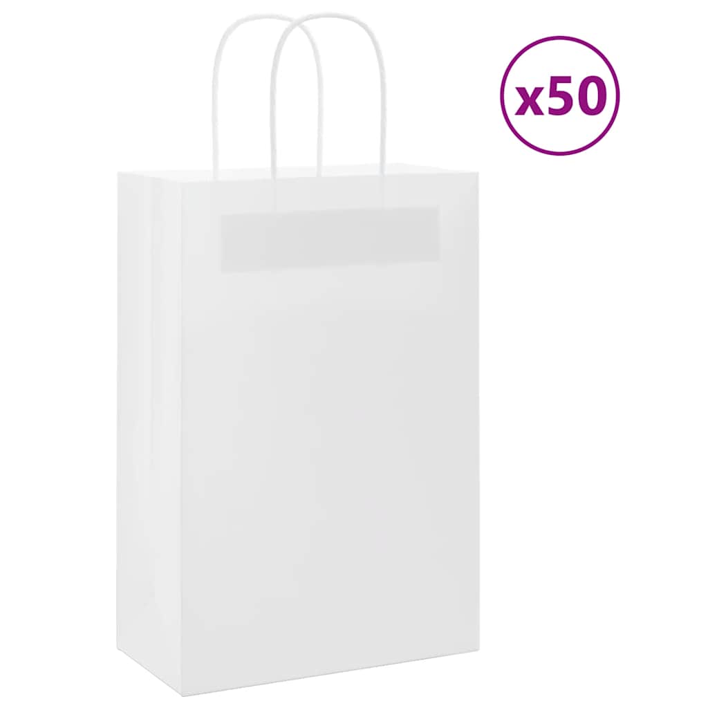 Papieren zakjes 50 st met hengsels 21x11x31 cm wit is nu te koop bij PeponiXL, paradijselijk wonen!