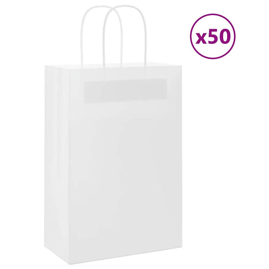 Papieren zakjes 50 st met hengsels 21x11x31 cm wit is nu te koop bij PeponiXL, paradijselijk wonen!