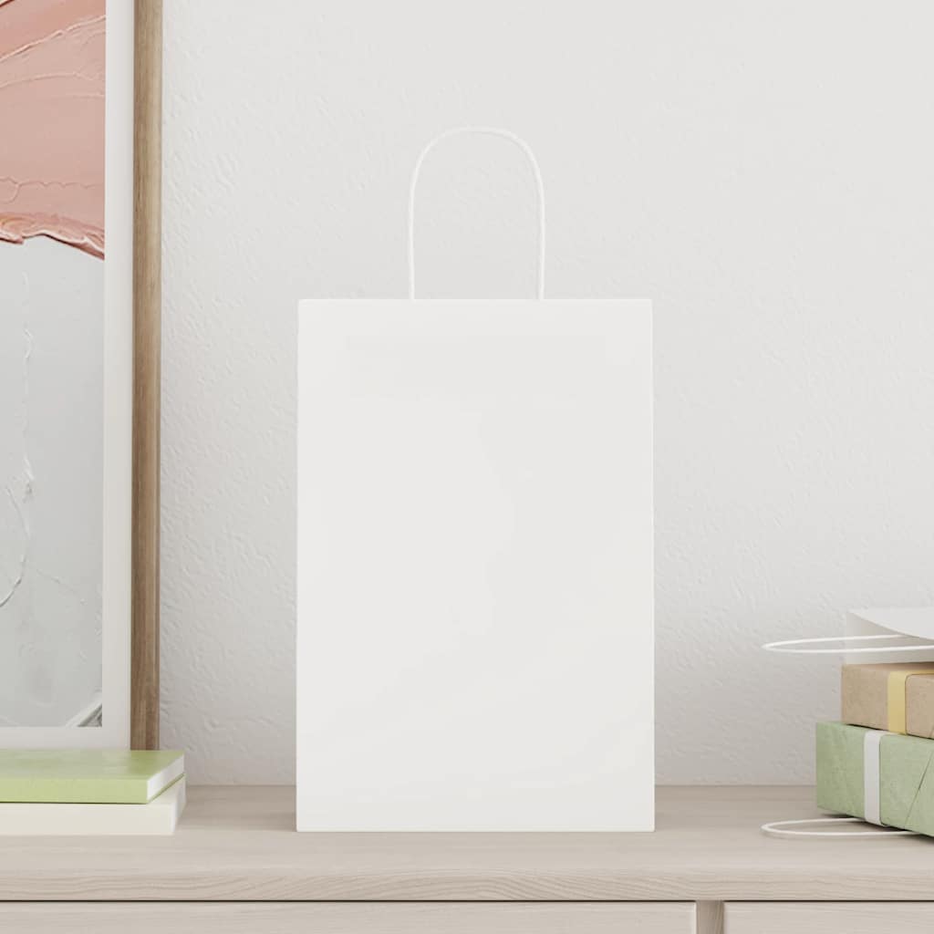 Papieren zakjes 50 st met hengsels 21x11x31 cm wit is nu te koop bij PeponiXL, paradijselijk wonen!
