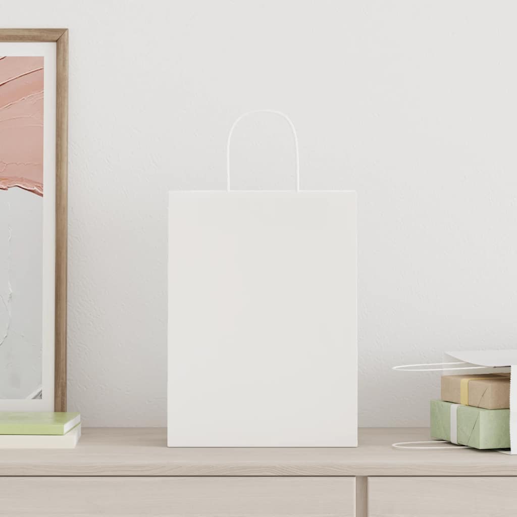 Papieren zakken 50 st met hengsels 26x12x35 cm wit is nu te koop bij PeponiXL, paradijselijk wonen!