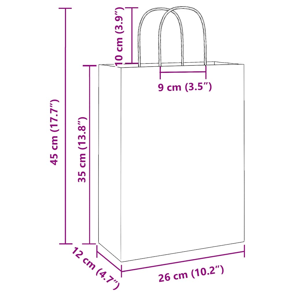 Papieren zakken 50 st met hengsels 26x12x35 cm wit is nu te koop bij PeponiXL, paradijselijk wonen!