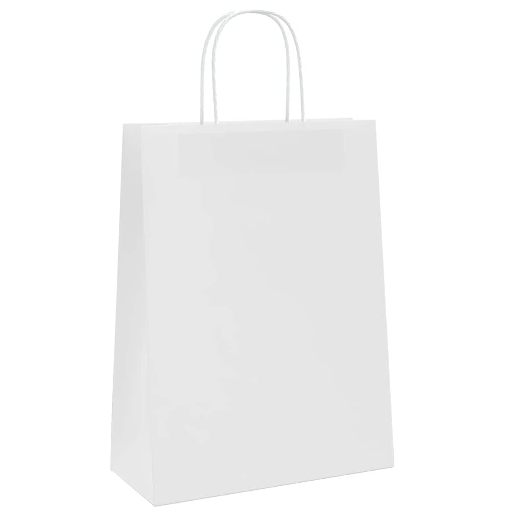 Papieren zakken 50 st met hengsels 26x12x35 cm wit is nu te koop bij PeponiXL, paradijselijk wonen!