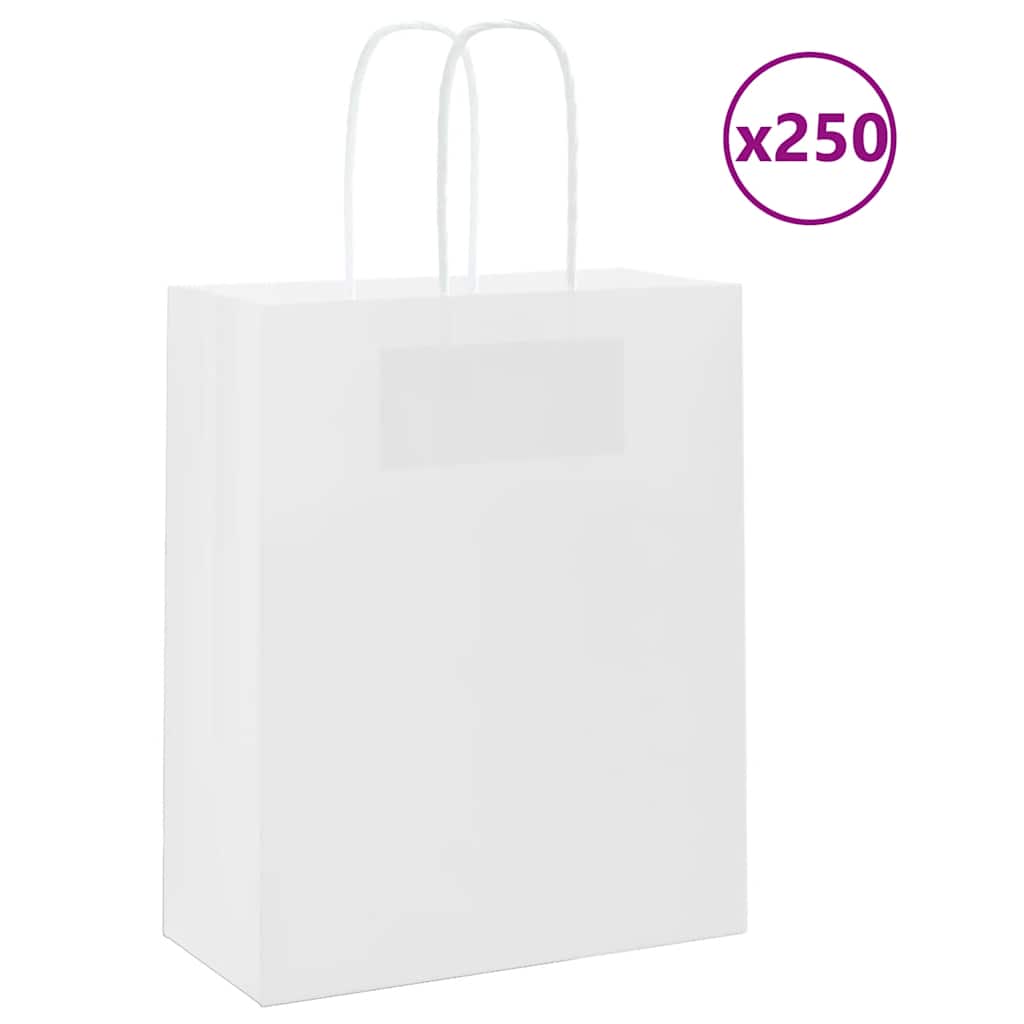 Papieren zakken 250 st met hengsels 18x8x22 cm wit is nu te koop bij PeponiXL, paradijselijk wonen!