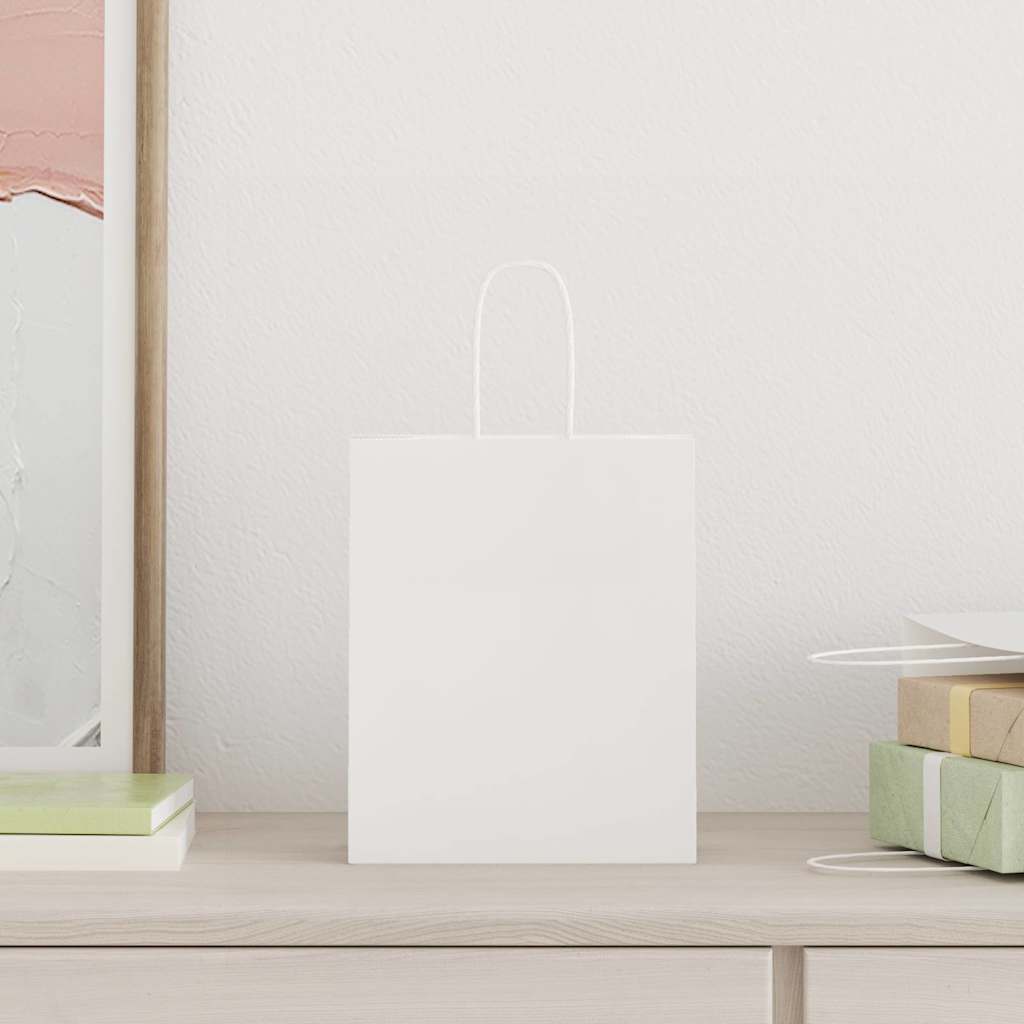Papieren zakken 250 st met hengsels 18x8x22 cm wit is nu te koop bij PeponiXL, paradijselijk wonen!