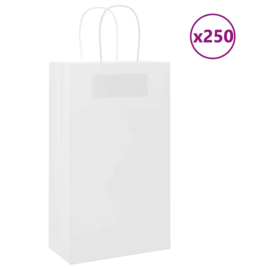 Papieren zakken 250 st met hengsels 21x11x36 cm wit is nu te koop bij PeponiXL, paradijselijk wonen!