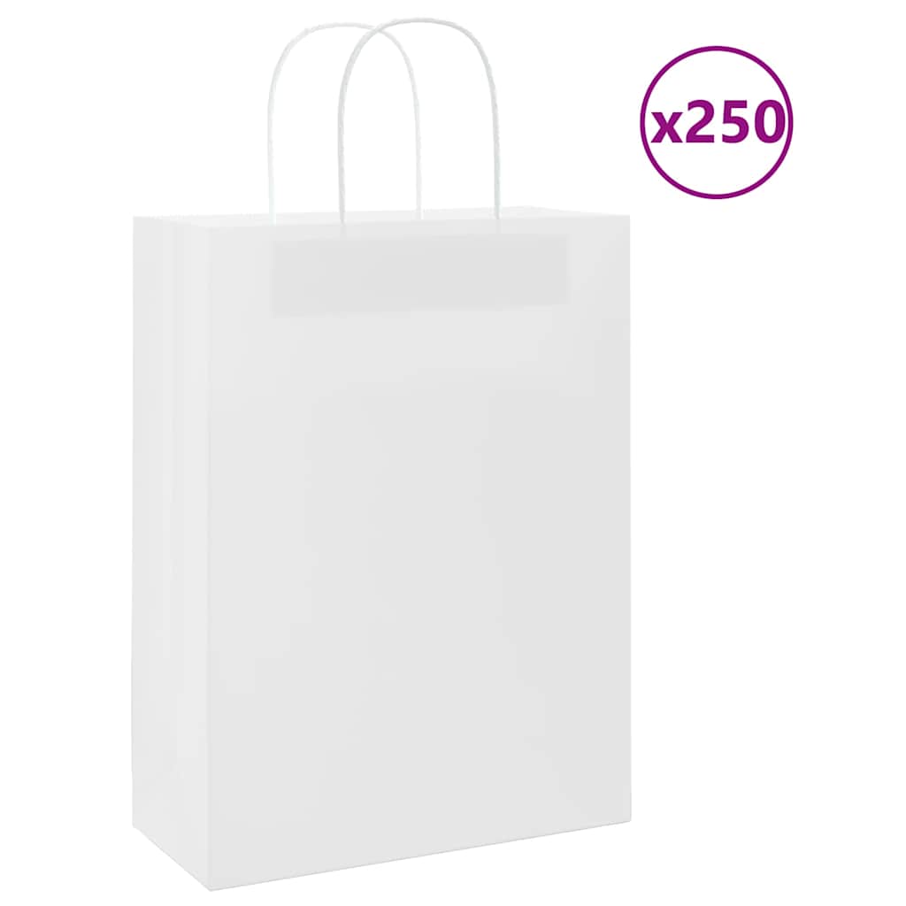 Papieren zakken 250 st met hengsels 26x12x35 cm wit is nu te koop bij PeponiXL, paradijselijk wonen!