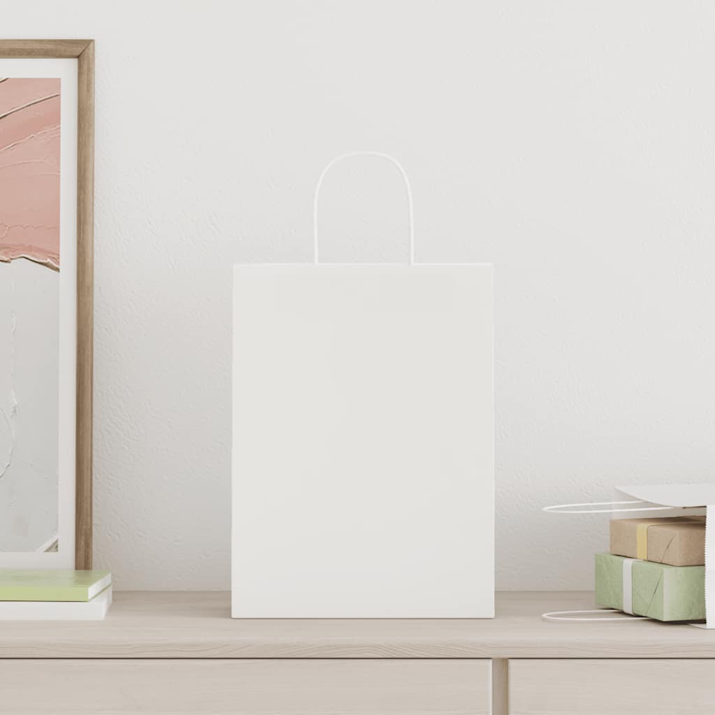 Papieren zakken 250 st met hengsels 26x12x35 cm wit is nu te koop bij PeponiXL, paradijselijk wonen!