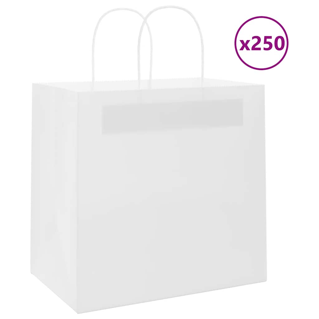 Papieren zakken 250 st met hengsels 26x17x25 cm wit is nu te koop bij PeponiXL, paradijselijk wonen!