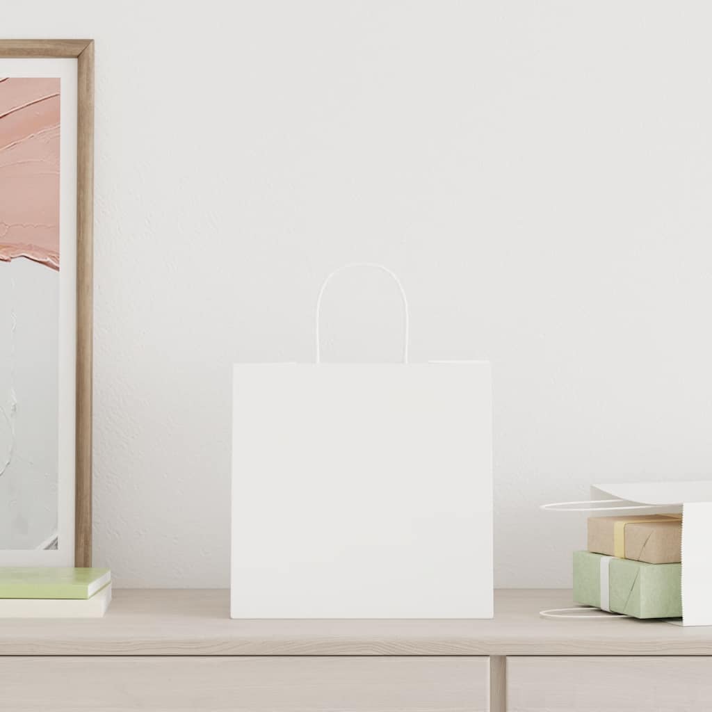 Papieren zakken 250 st met hengsels 26x17x25 cm wit is nu te koop bij PeponiXL, paradijselijk wonen!