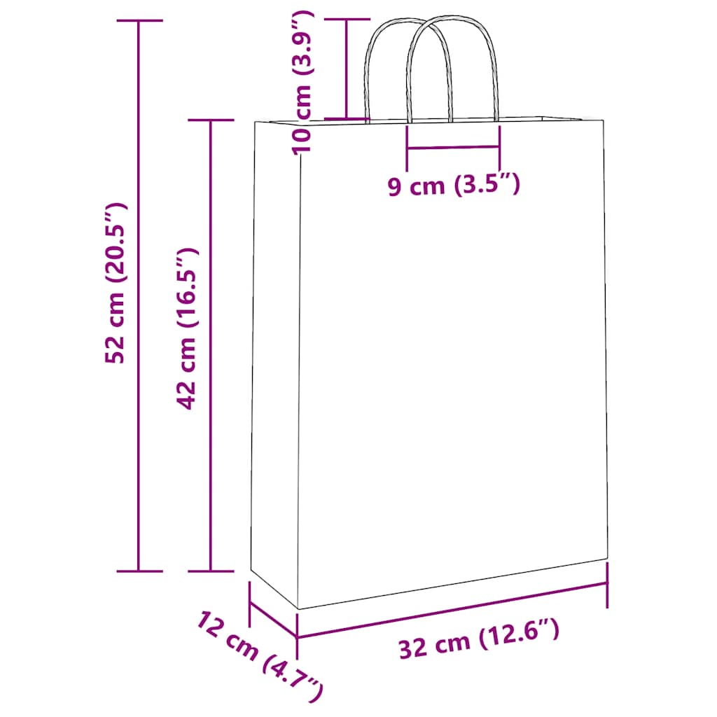 Papieren zakken 250 st met hengsels 32x12x42 cm wit is nu te koop bij PeponiXL, paradijselijk wonen!