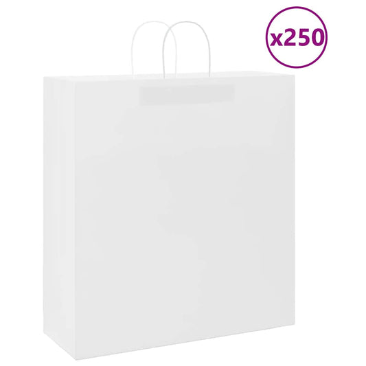 Papieren zakken 250 st met hengsels 45x17x48 cm wit is nu te koop bij PeponiXL, paradijselijk wonen!