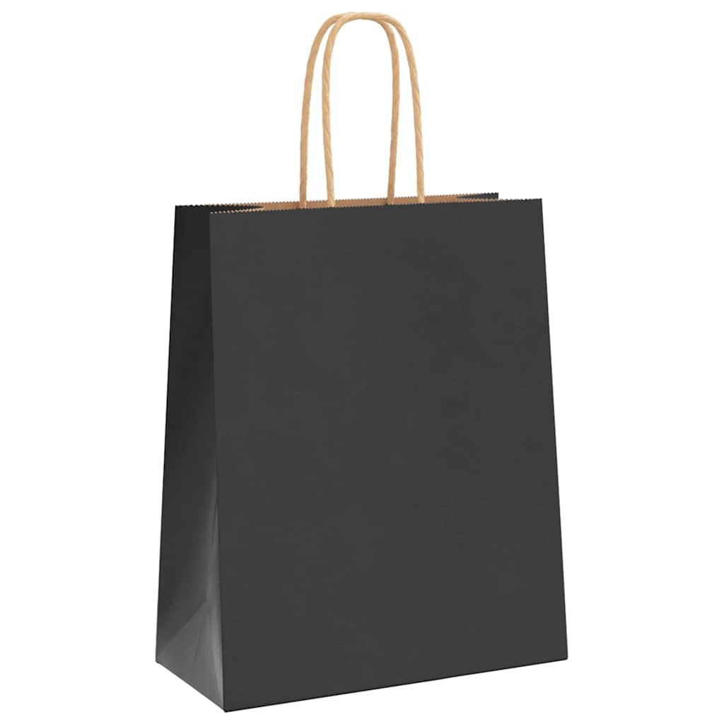 Papieren zakken 250 st met hengsels 18x8x22 cm zwart is nu te koop bij PeponiXL, paradijselijk wonen!