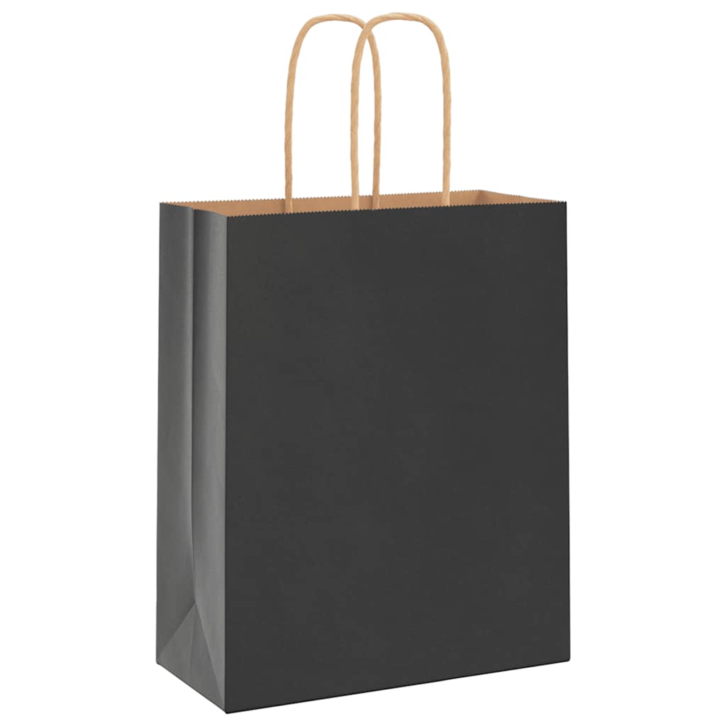 Papieren zakken 250 st met hengsels 18x8x22 cm zwart is nu te koop bij PeponiXL, paradijselijk wonen!