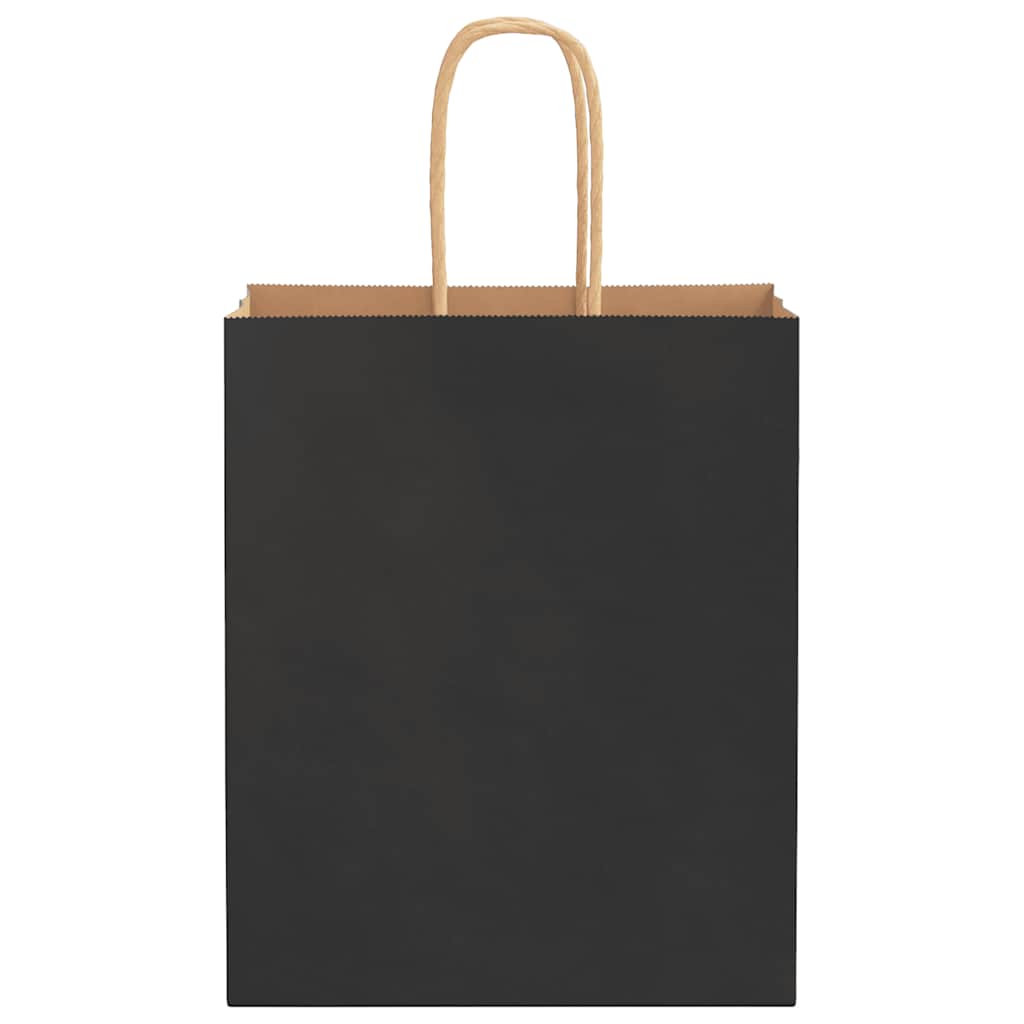 Papieren zakken 250 st met hengsels 18x8x22 cm zwart is nu te koop bij PeponiXL, paradijselijk wonen!