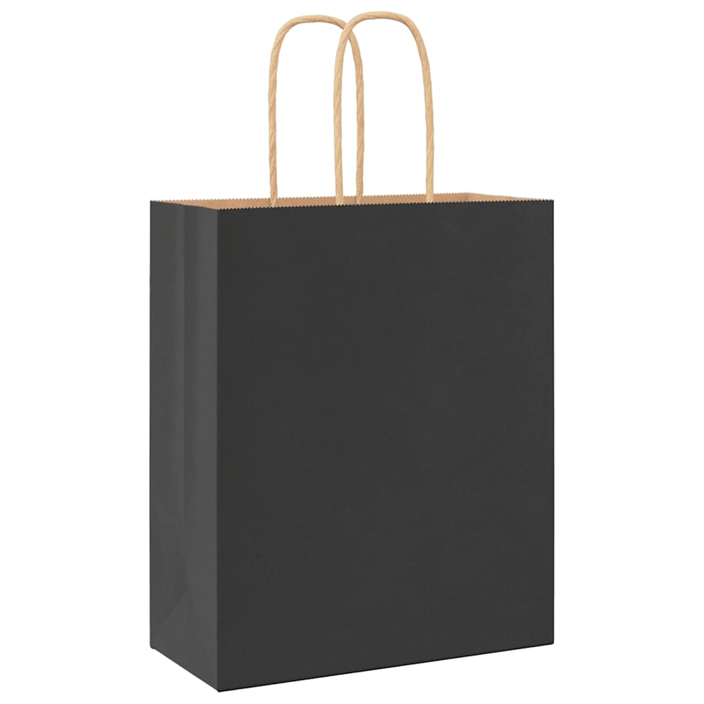 Papieren zakken 250 st met hengsels 18x8x22 cm zwart is nu te koop bij PeponiXL, paradijselijk wonen!