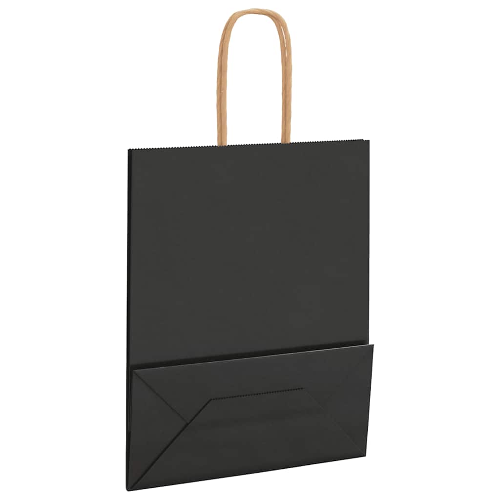 Papieren zakken 250 st met hengsels 18x8x22 cm zwart is nu te koop bij PeponiXL, paradijselijk wonen!