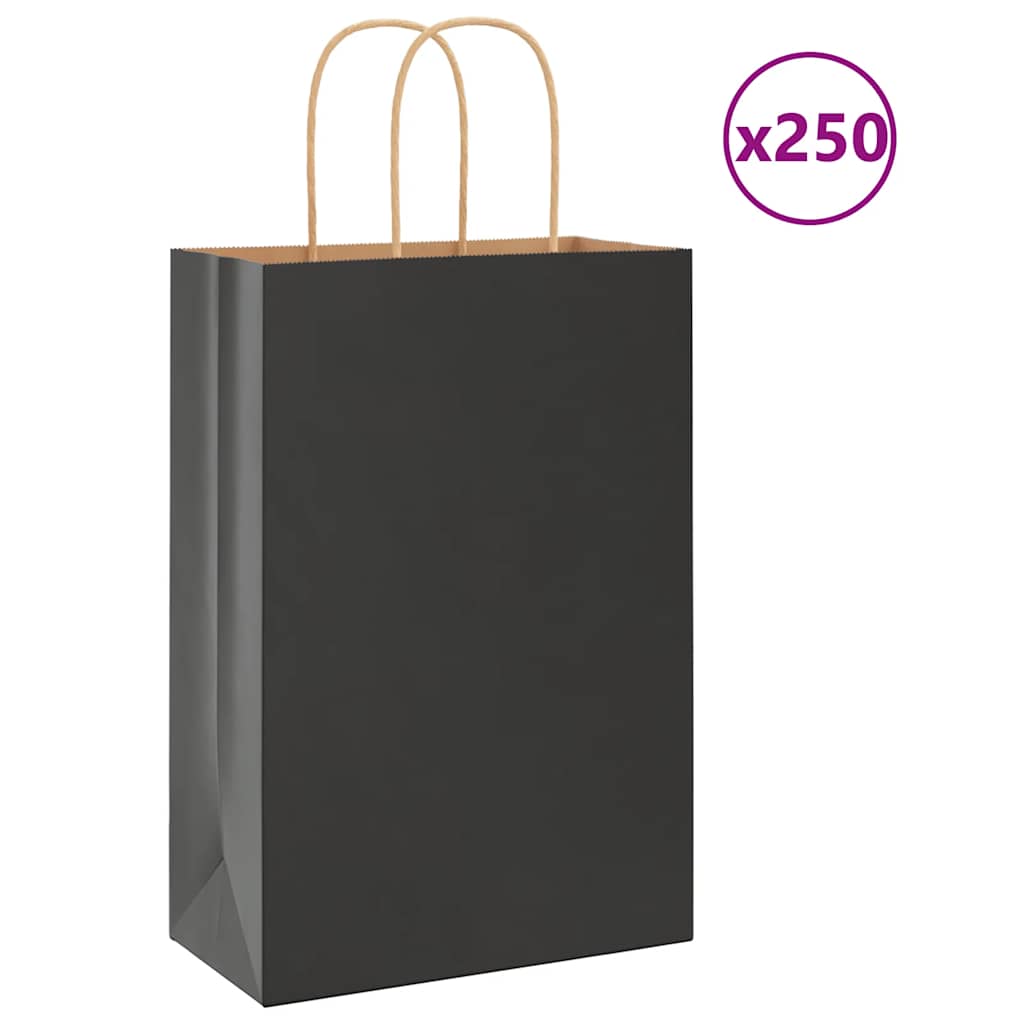 Papieren zakken 250 st met hengsels 21x11x31 cm zwart is nu te koop bij PeponiXL, paradijselijk wonen!