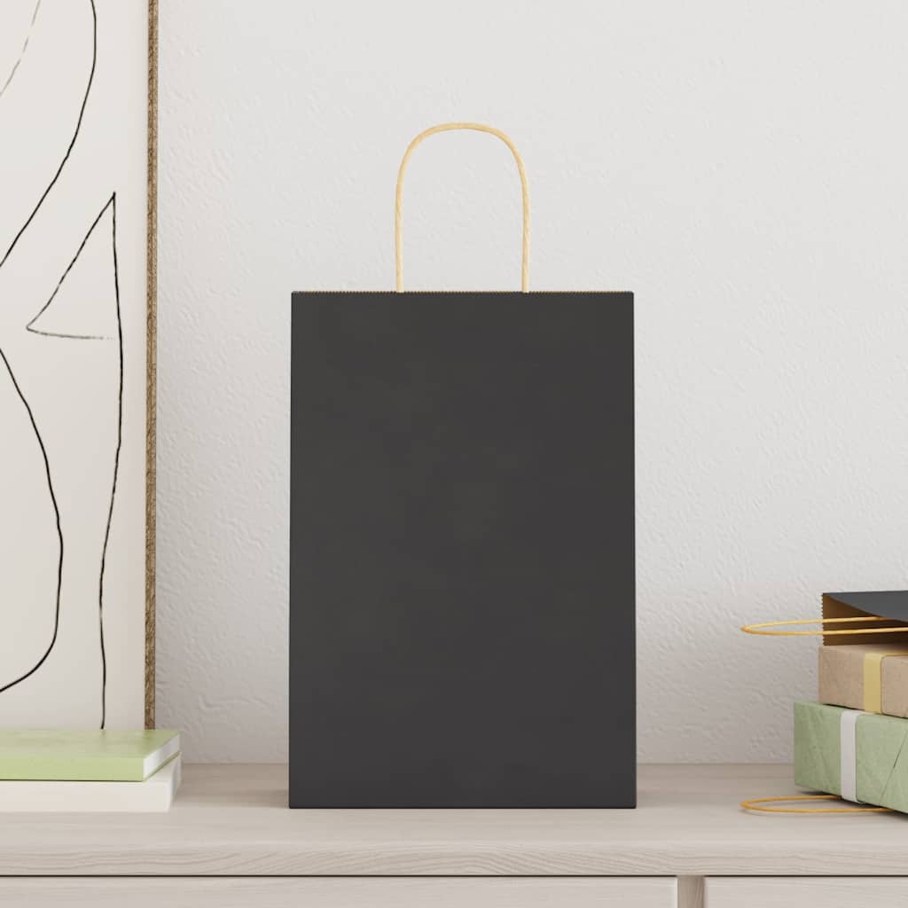 Papieren zakken 250 st met hengsels 21x11x31 cm zwart is nu te koop bij PeponiXL, paradijselijk wonen!