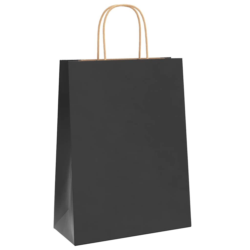 Papieren zakken 250 st met hengsels 26x12x35 cm zwart is nu te koop bij PeponiXL, paradijselijk wonen!