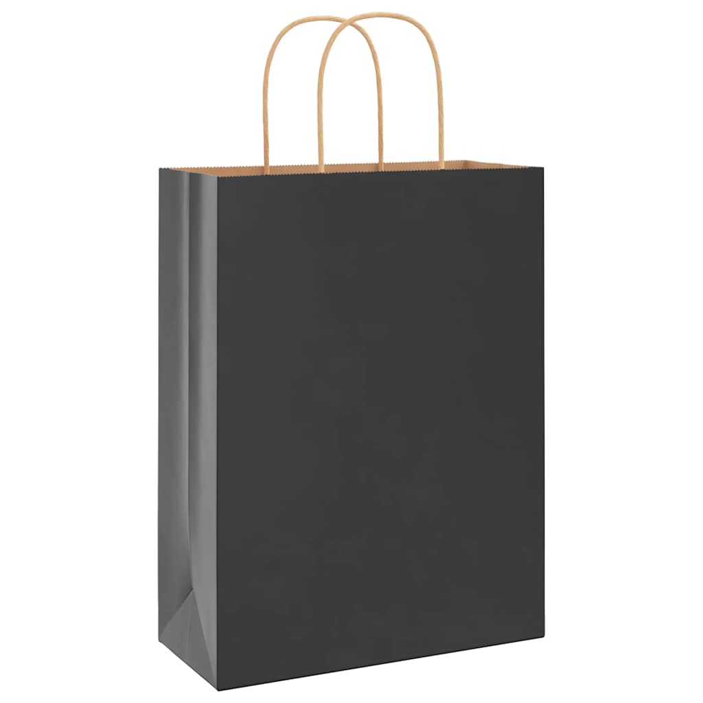 Papieren zakken 250 st met hengsels 26x12x35 cm zwart is nu te koop bij PeponiXL, paradijselijk wonen!