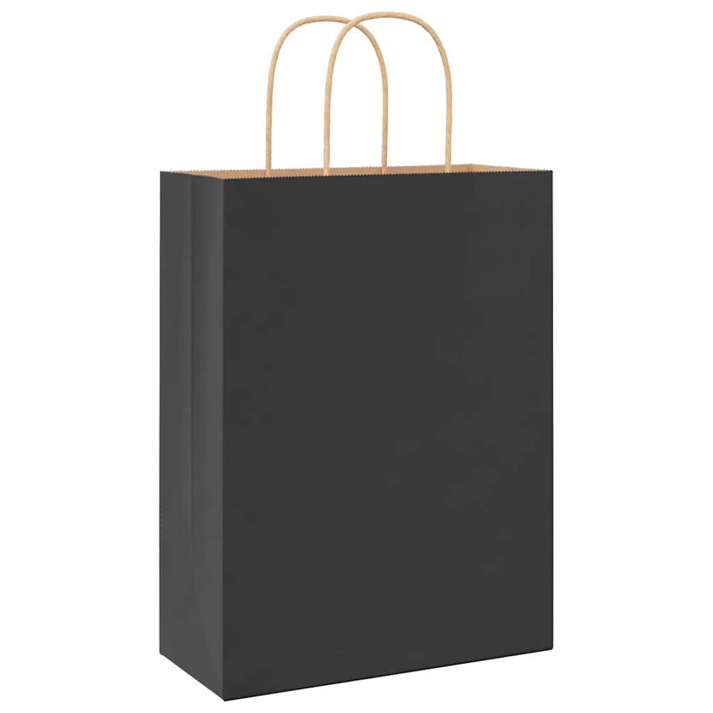 Papieren zakken 250 st met hengsels 26x12x35 cm zwart is nu te koop bij PeponiXL, paradijselijk wonen!
