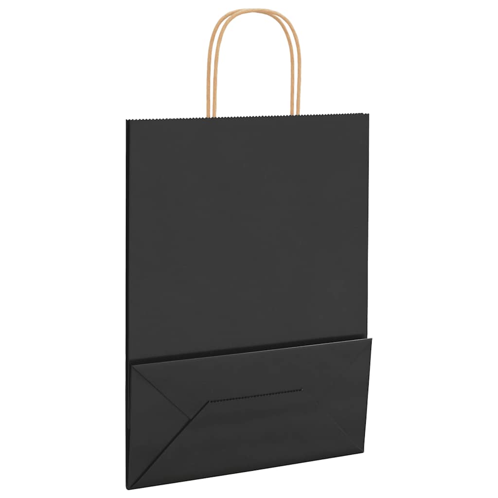 Papieren zakken 250 st met hengsels 26x12x35 cm zwart is nu te koop bij PeponiXL, paradijselijk wonen!