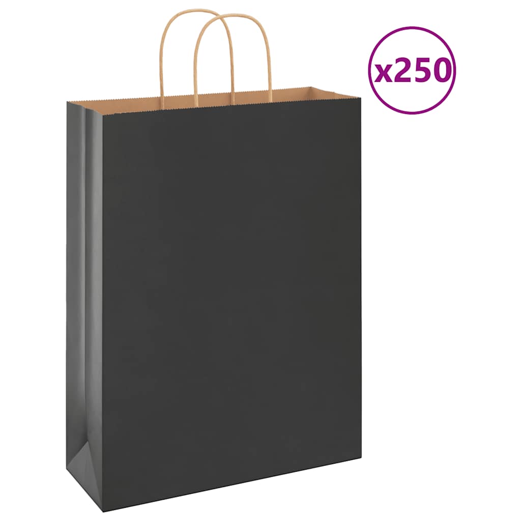 Papieren zakken 250 st met hengsels 32x12x42 cm zwart is nu te koop bij PeponiXL, paradijselijk wonen!