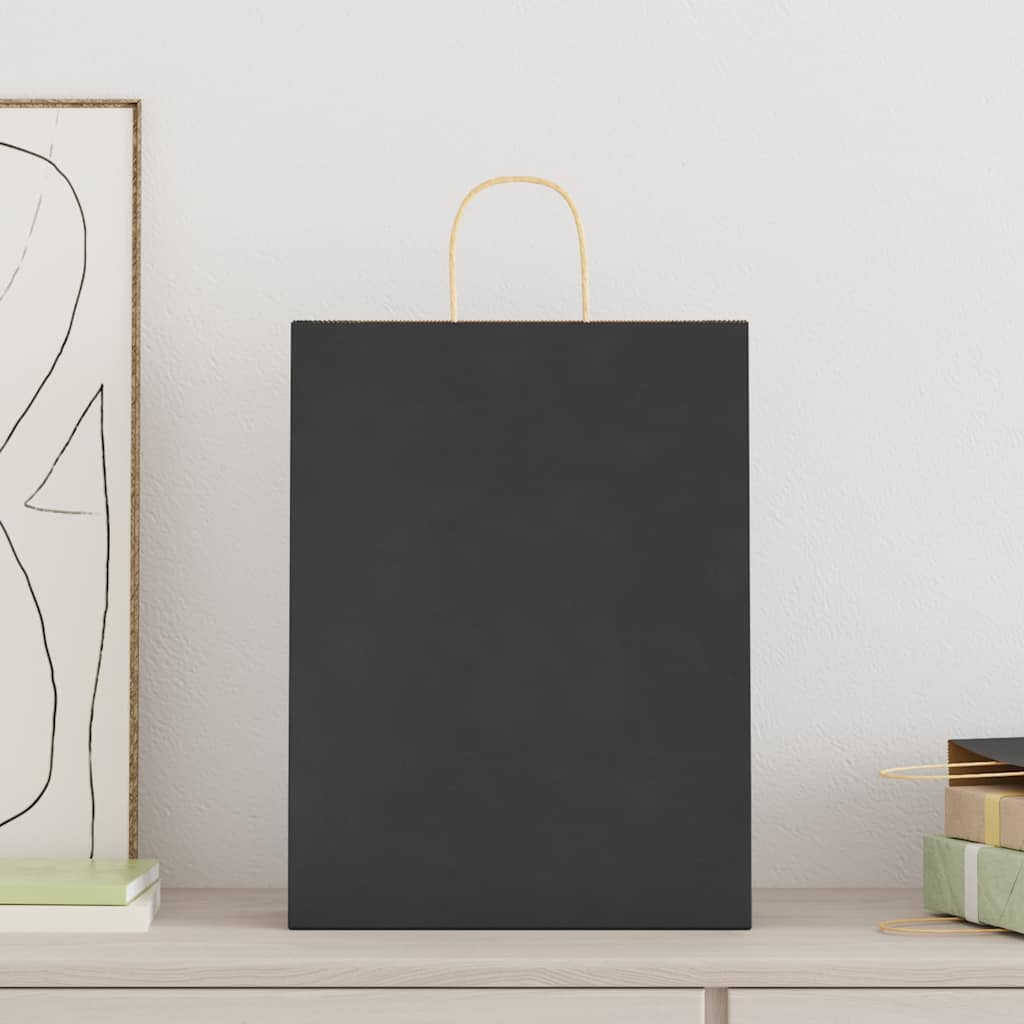 Papieren zakken 250 st met hengsels 32x12x42 cm zwart is nu te koop bij PeponiXL, paradijselijk wonen!