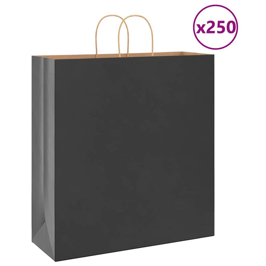 Papieren zakken 250 st met hengsels 45x17x48 cm zwart is nu te koop bij PeponiXL, paradijselijk wonen!
