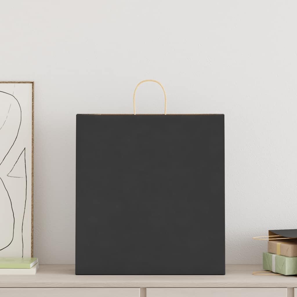Papieren zakken 250 st met hengsels 45x17x48 cm zwart is nu te koop bij PeponiXL, paradijselijk wonen!