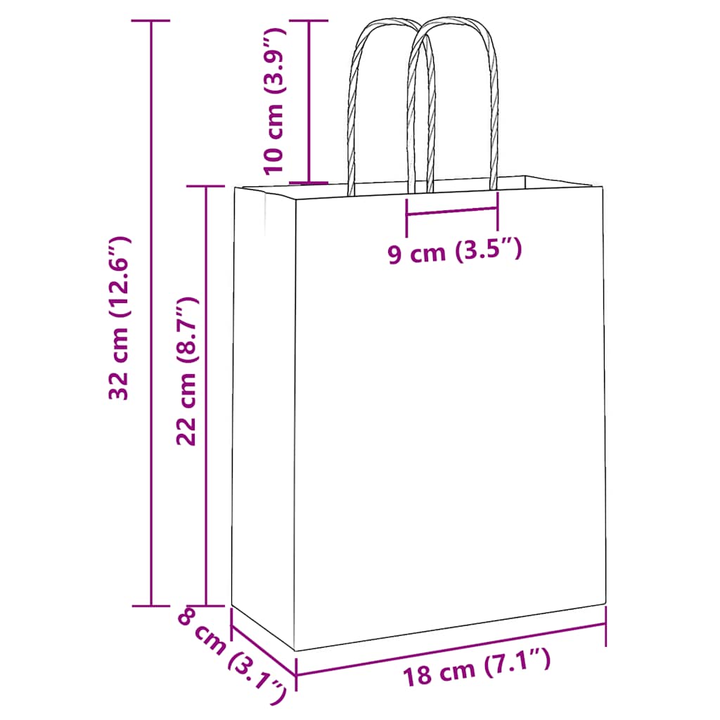 Papieren zakken 50 st met hengsels 18x8x22 cm roze is nu te koop bij PeponiXL, paradijselijk wonen!