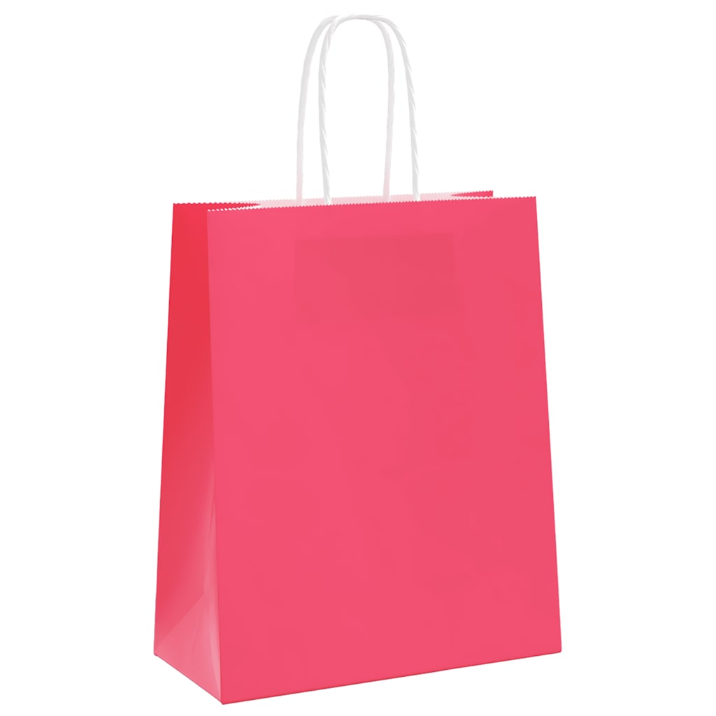 Papieren zakken 50 st met hengsels 18x8x22 cm roze is nu te koop bij PeponiXL, paradijselijk wonen!