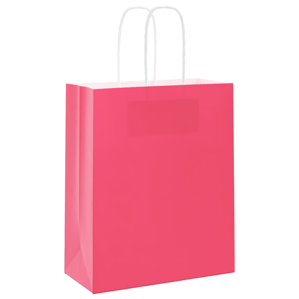 Papieren zakken 50 st met hengsels 18x8x22 cm roze is nu te koop bij PeponiXL, paradijselijk wonen!