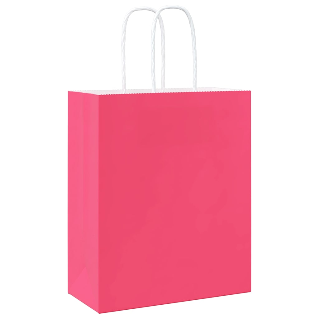 Papieren zakken 50 st met hengsels 18x8x22 cm roze is nu te koop bij PeponiXL, paradijselijk wonen!