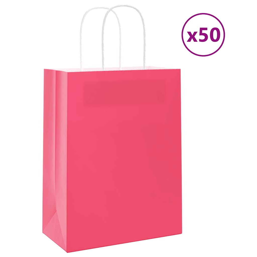 Papieren zakjes 50 st met hengsels 21x11x28 cm roze is nu te koop bij PeponiXL, paradijselijk wonen!