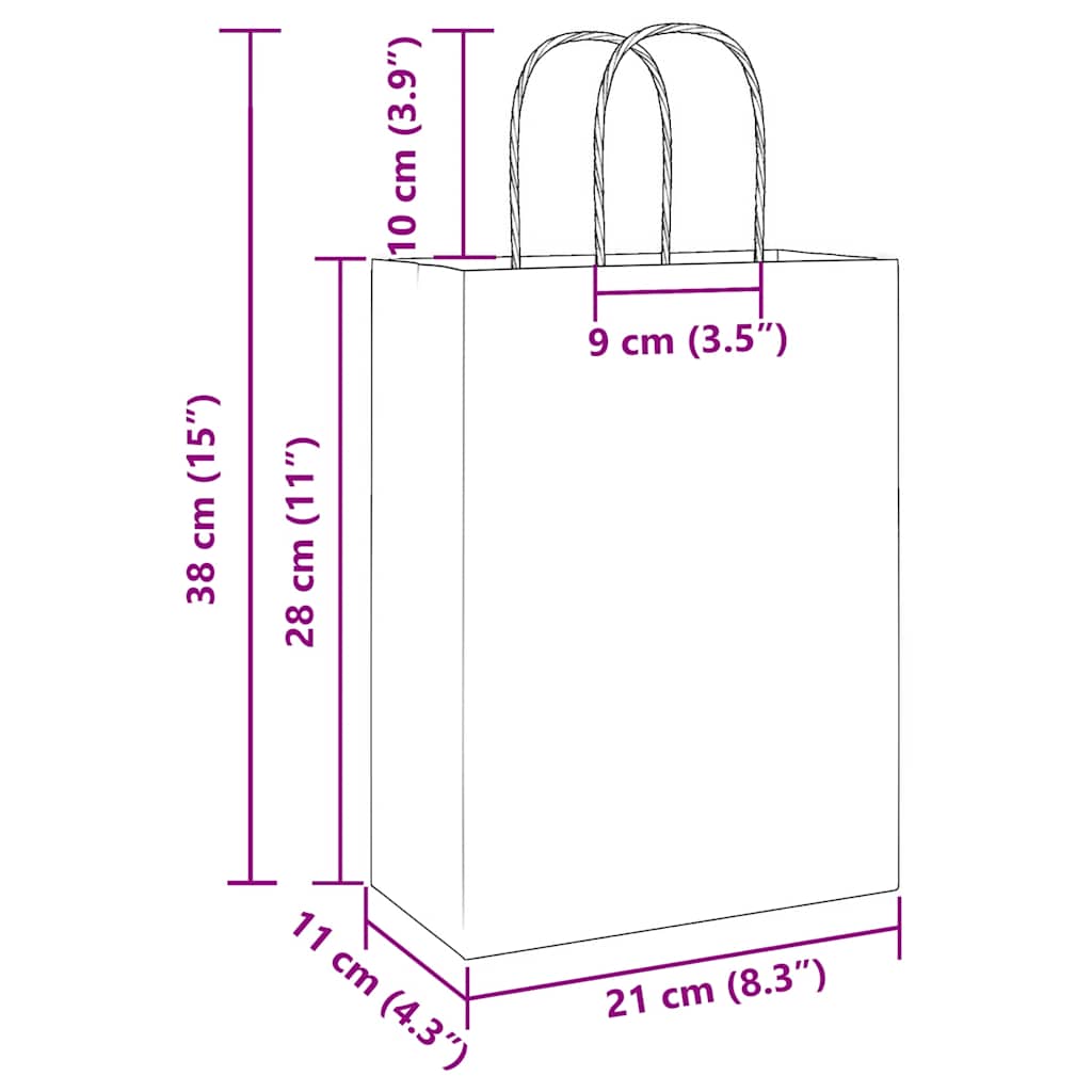 Papieren zakjes 50 st met hengsels 21x11x28 cm roze is nu te koop bij PeponiXL, paradijselijk wonen!
