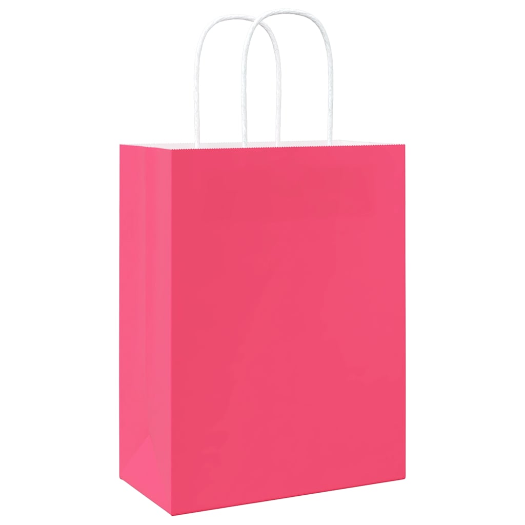 Papieren zakjes 50 st met hengsels 21x11x28 cm roze is nu te koop bij PeponiXL, paradijselijk wonen!