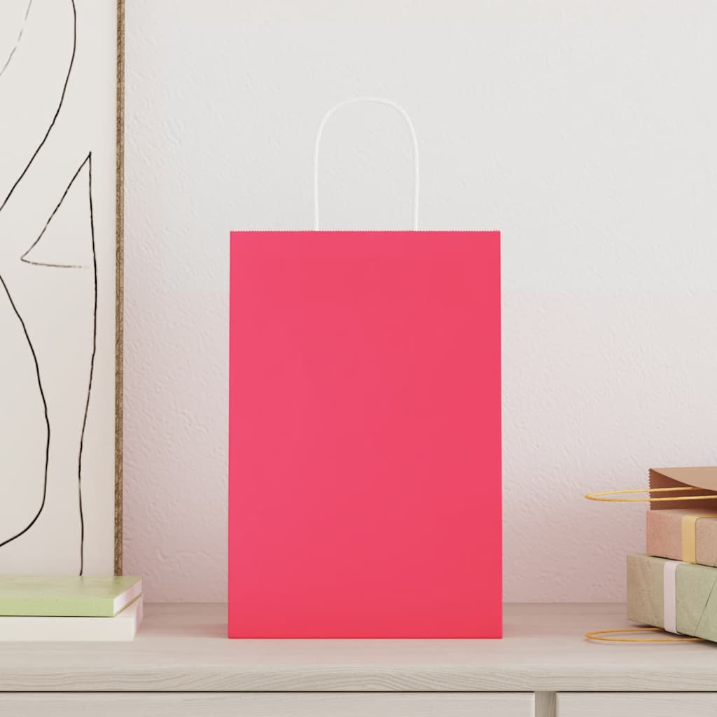 Papieren zakjes 50 st met hengsels 21x11x31 cm roze is nu te koop bij PeponiXL, paradijselijk wonen!
