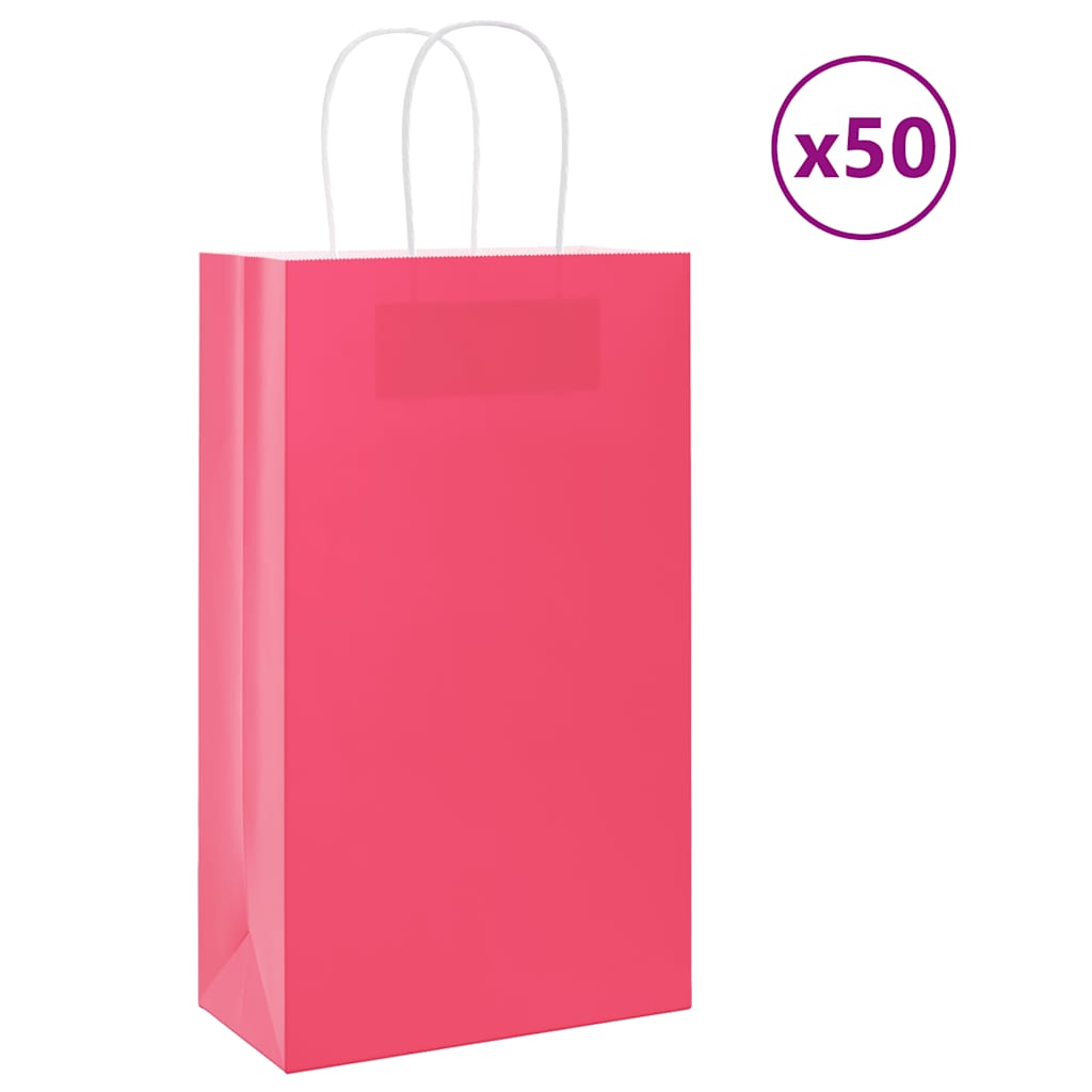Papieren zakken 50 st met hengsels 21x11x36 cm roze is nu te koop bij PeponiXL, paradijselijk wonen!