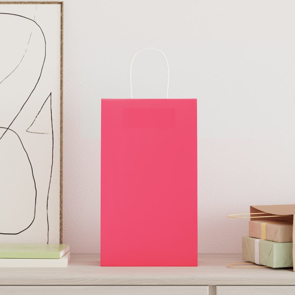 Papieren zakken 50 st met hengsels 21x11x36 cm roze is nu te koop bij PeponiXL, paradijselijk wonen!