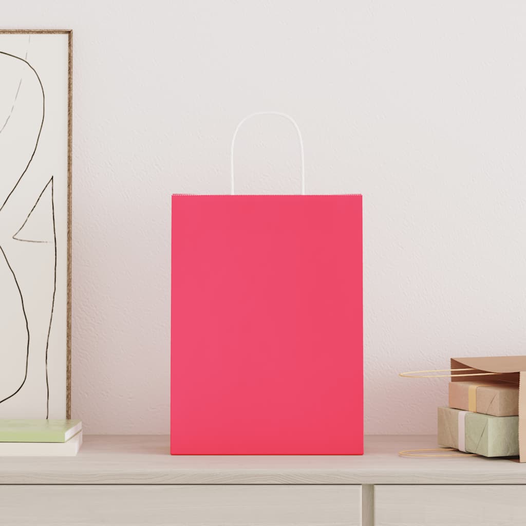 Papieren zakken 50 st met hengsels 26x12x35 cm roze is nu te koop bij PeponiXL, paradijselijk wonen!